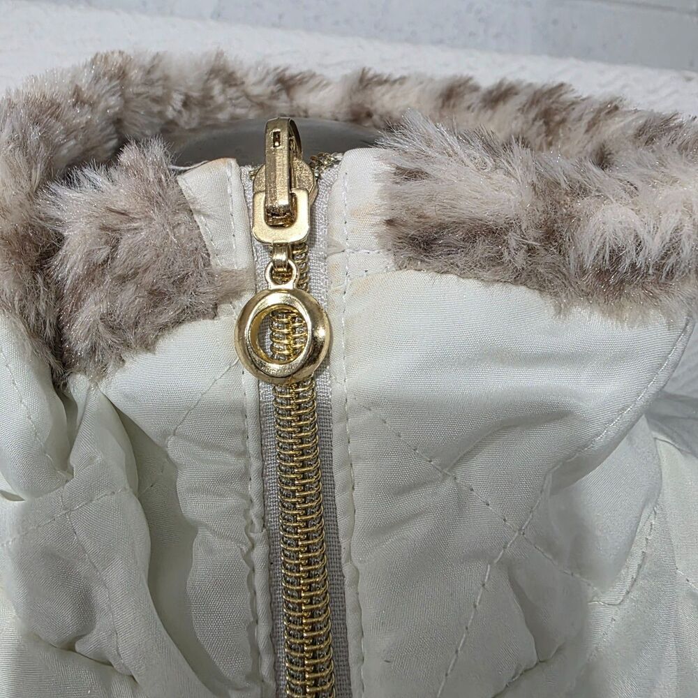 Casual Identity Reversible White & Brown Animal Print Faux Fur Zip Vest S - Picture 4 of 15